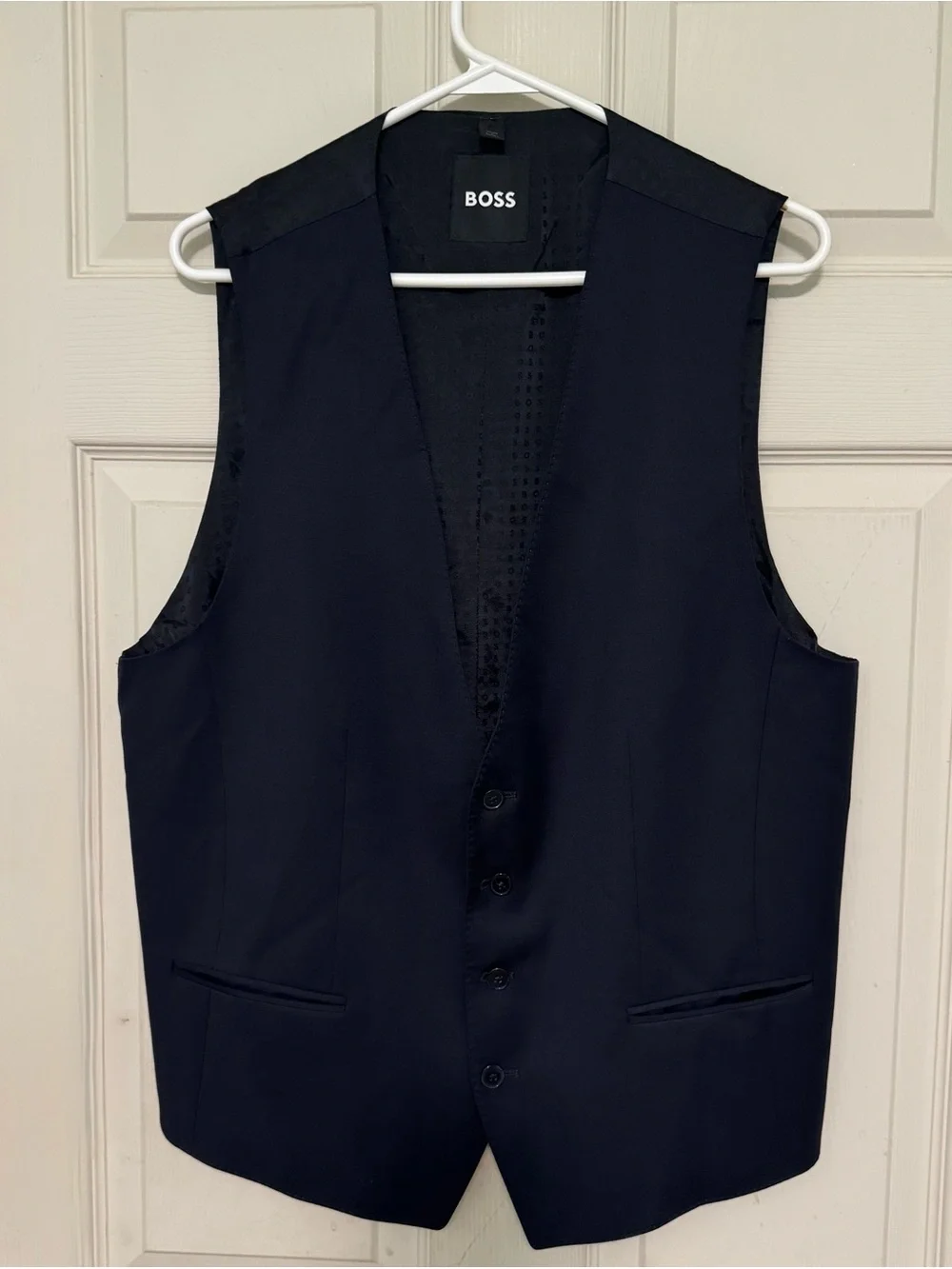 BOSS ONE HUGO BOSS Men’s Navy Jacquard Suit Vest Waistcoat 44R 25”